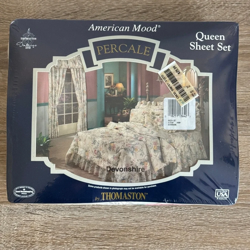 Thomaston American Mood Queen Sheet Set Devonshire Floral Percale Made in USA